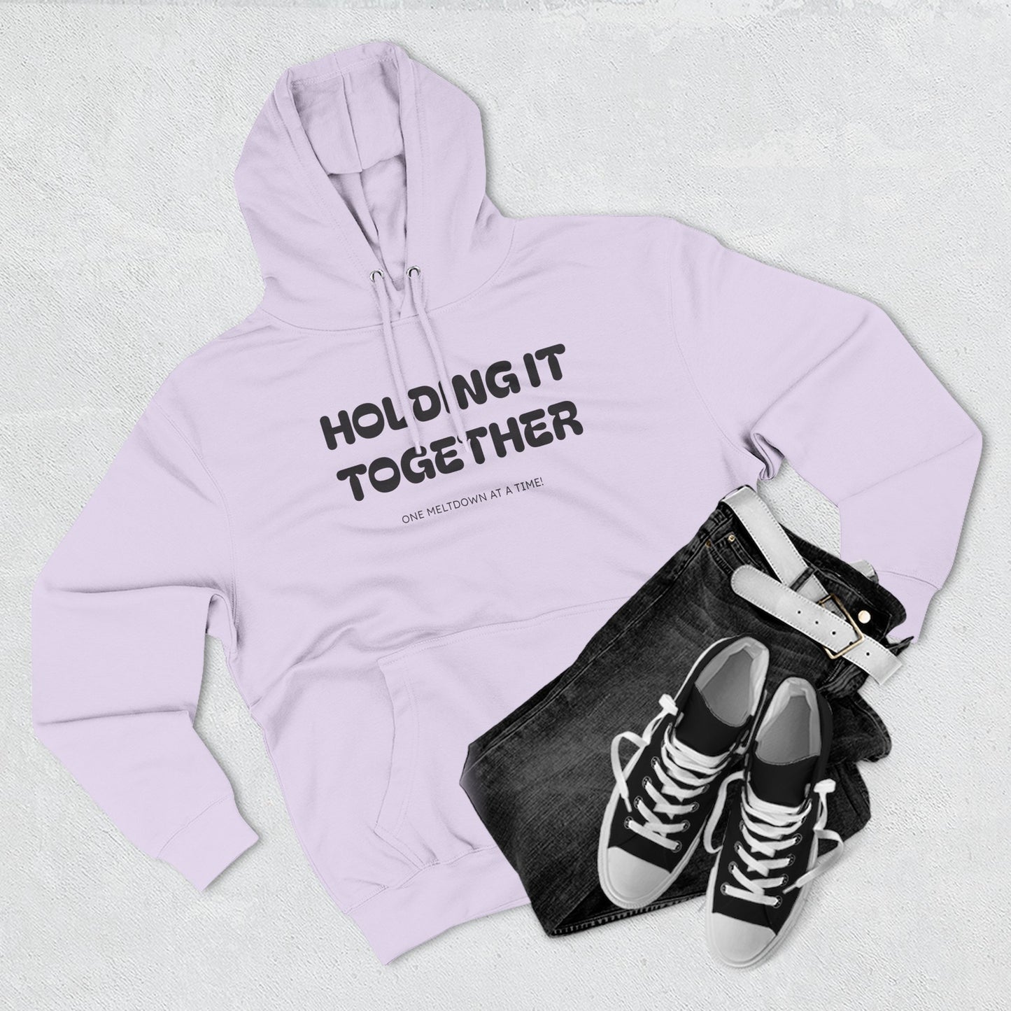 Holding It Together, One Meltdown at a Time” Hoodie – Funny Millennial Parent Sweatshirt