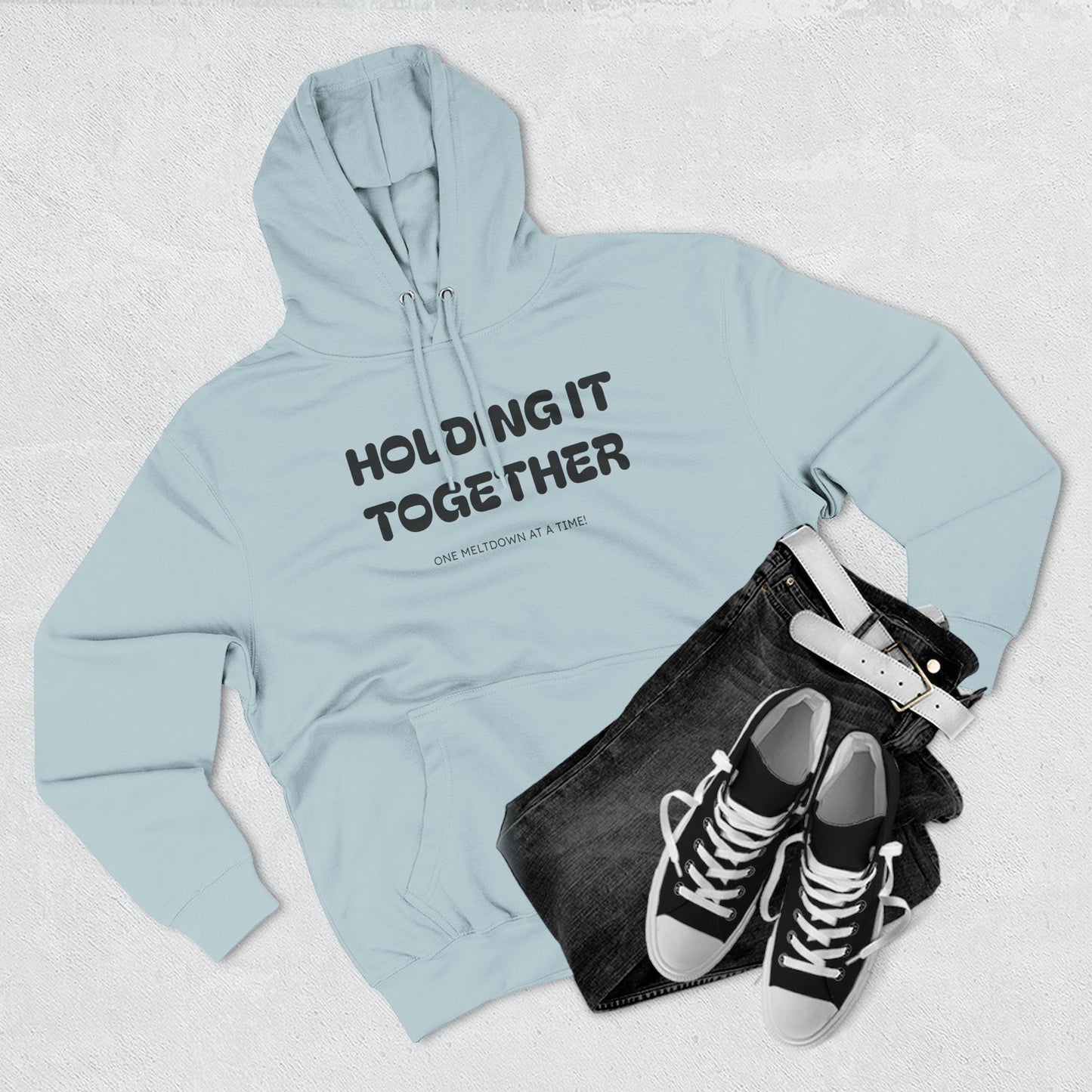 Holding It Together, One Meltdown at a Time” Hoodie – Funny Millennial Parent Sweatshirt