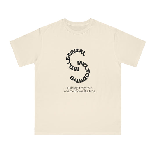 Millennial Meltdown Organic T-Shirt, Unisex Tee, Casual Wear, Gift for Friends, Humor Apparel, Relaxed Fit Shirt