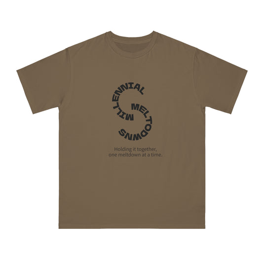 Millennial Meltdown Organic T-Shirt, Unisex Tee, Casual Wear, Gift for Friends, Humor Apparel, Relaxed Fit Shirt